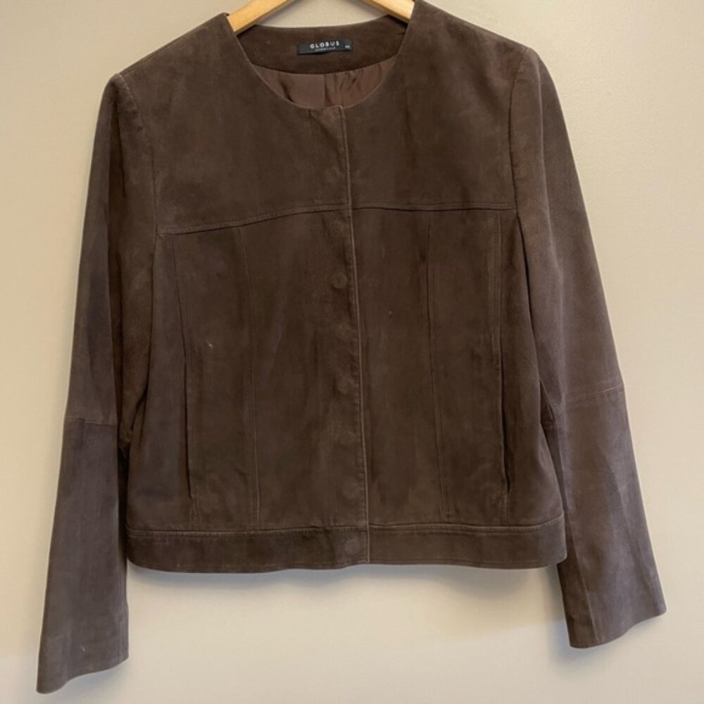 Globus Brown Blazer Goat Suede Leather Jacket Size 44